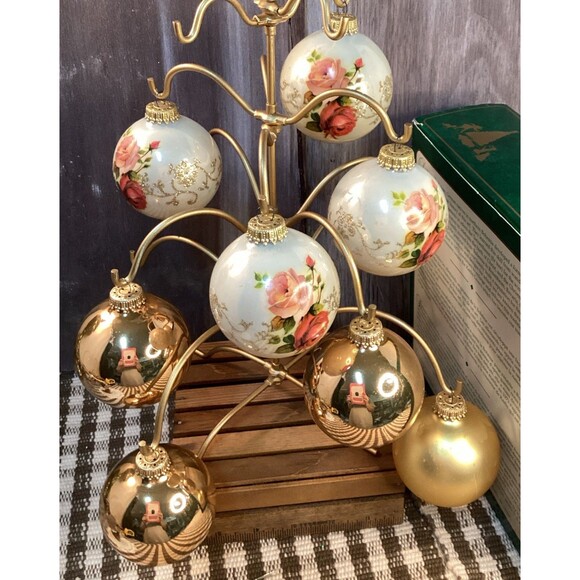 Christmas by Krebs Hand Decorated Glass Ornaments Glitter & Roses Multi Color~4 - Picture 1 of 15